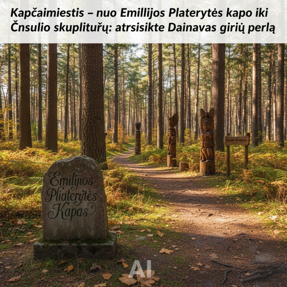 Kapčiamiestis – nuo Emilijos Pliaterytės kapo iki Česnulio skulptūrų: atraskite Dainavos girių perlą