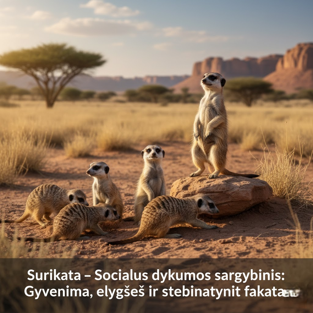 Surikata – Socialus dykumos sargybinis: Gyvenimas, elgesys ir stebinantys faktai