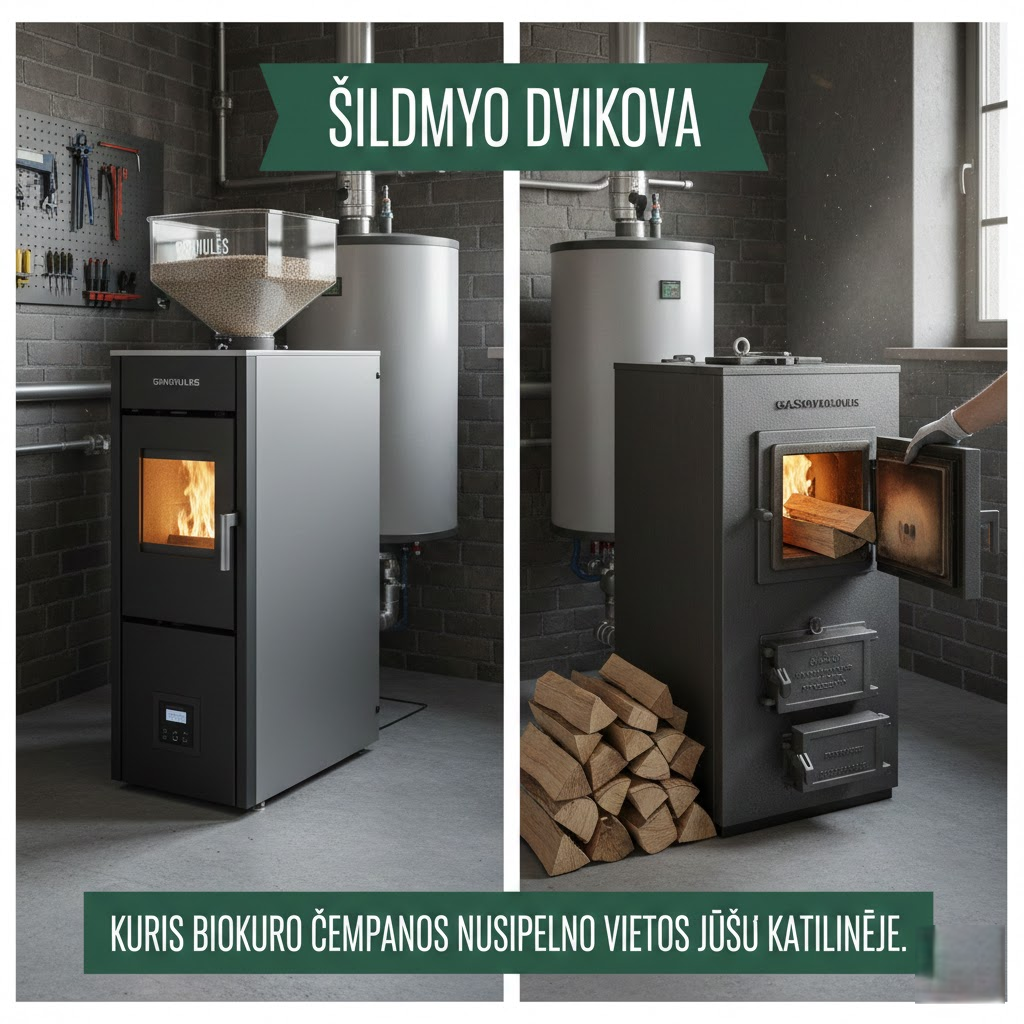 Šildymo dvikova: Kuris biokuro čempionas nusipelno vietos jūsų katilinėje?