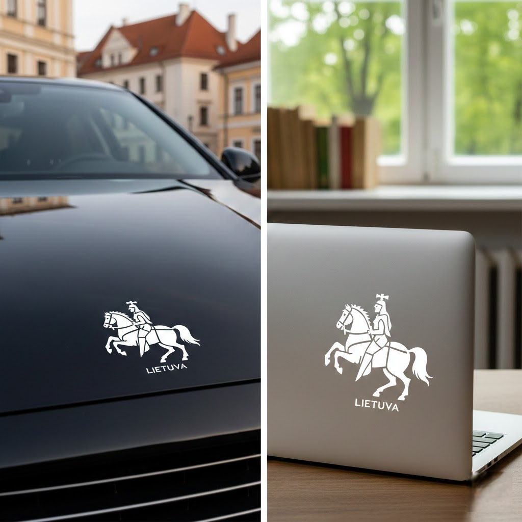 Baltas raitelis ant jūsų automobilio ar kompiuterio: kodėl Vyčio lipdukas yra daugiau nei tik papuošalas?