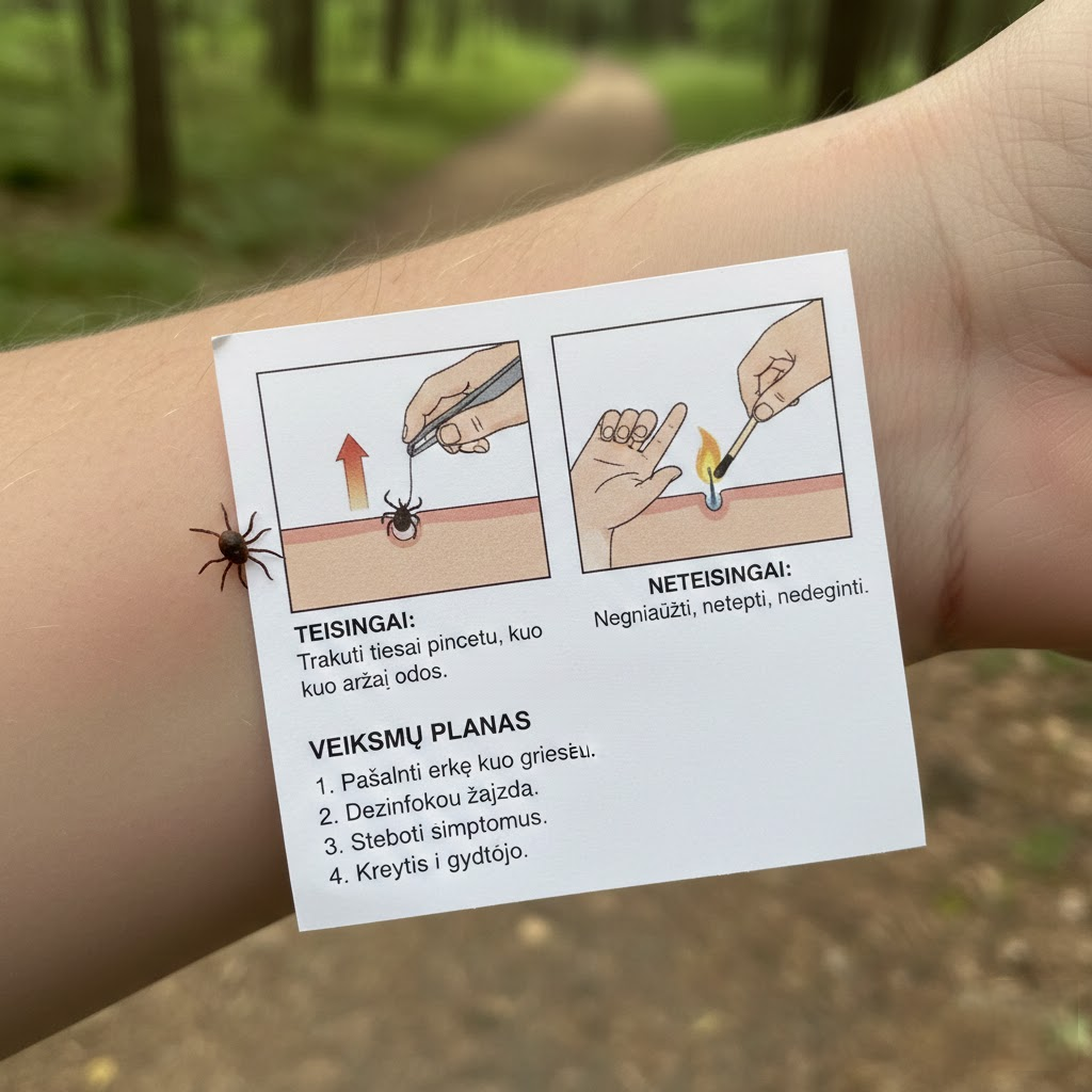 Radote įsisiurbusią erkę? Veiksmų planas ir mirtinos klaidos, kurių privalote vengti