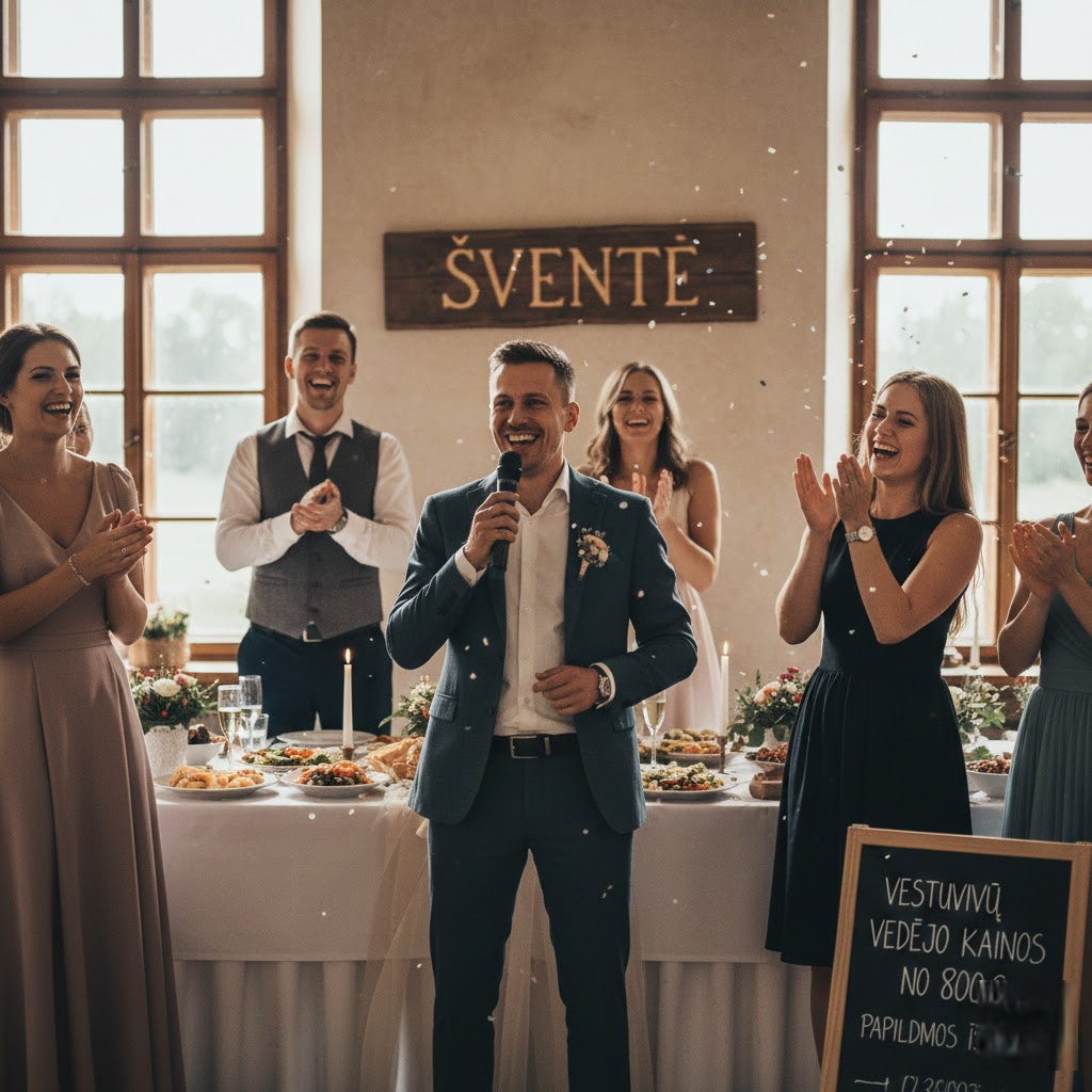 Kiek šiemet kainuoja gera nuotaika? Realios vestuvių vedėjų kainos ir paslėpti biudžeto spąstai